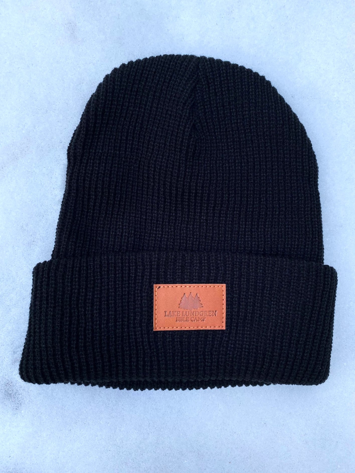 Knit Beanie Hat with Patch